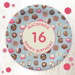 Sweet Sixteen Chocolate Candy Birthday Paper Plate<br><div class="desc">Delicious chocolate and candy confectionery pattern full of sweet treats and temptations! Perfect for a Sweet Sixteen birthday party,  or any age. Customise by changing the name,  age and background colour.</div>