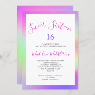 Sweet Sixteen Colourful Modern Chic Birthday Invitation