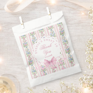 Sweet Sixteen Coquette Pink Bow Thank you Favour Bag