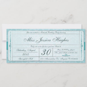 Sweet Sixteen Damask Ticket Invitation