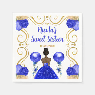 Sweet Sixteen Dark Skin Princess in Blue Napkin