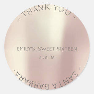 Sweet Sixteen Diamond Pink Rose Pearly Champlain Classic Round Sticker