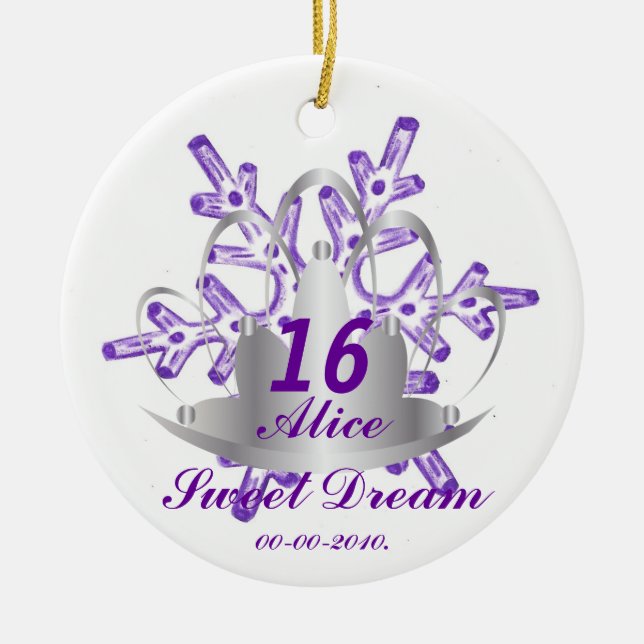 Sweet Sixteen Dream-Customise Ceramic Ornament (Front)