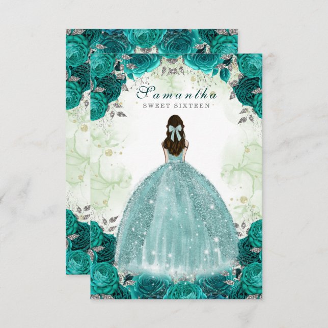 Sweet Sixteen Elegant Green Birthday Invitation (Front/Back)