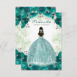 Sweet Sixteen Elegant Green Birthday Invitation