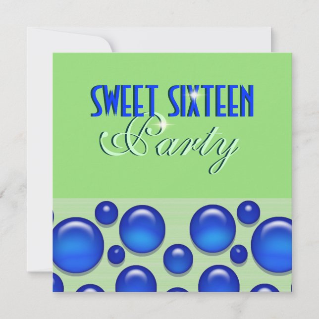 "sweet sixteen" elegant polka dot invitation (Front)