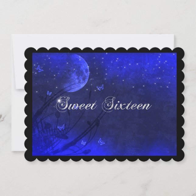 Sweet Sixteen, Enchanted Evening, Moon Invitations (Front)