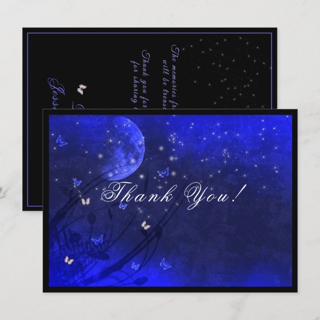 Sweet Sixteen  Enchanted Evening Purple Blue   Thank You Card (Front/Back)