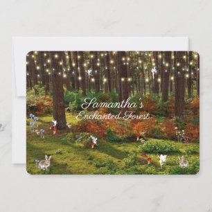 Sweet Sixteen Enchanted Forest Fairies Bunnies  Invitation