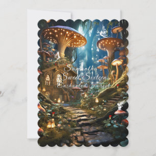 Sweet Sixteen Enchanted Forest Fairies Cottage  Invitation