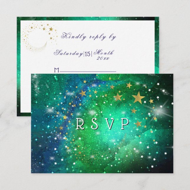 Sweet Sixteen Evening Under the Stars Space Nebula RSVP Card (Front/Back)