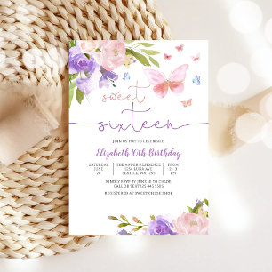 Sweet Sixteen Floral Invitation