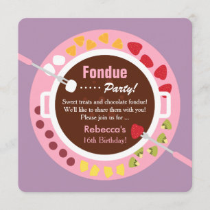 Sweet Sixteen Fondue Girls Birthday Party Invitation