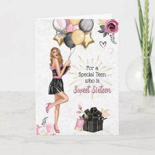 Sweet Sixteen Girl Happy Birthday Card