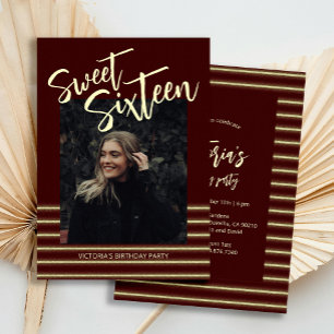 Sweet Sixteen Glitter Wine Birthday Party  Invitation