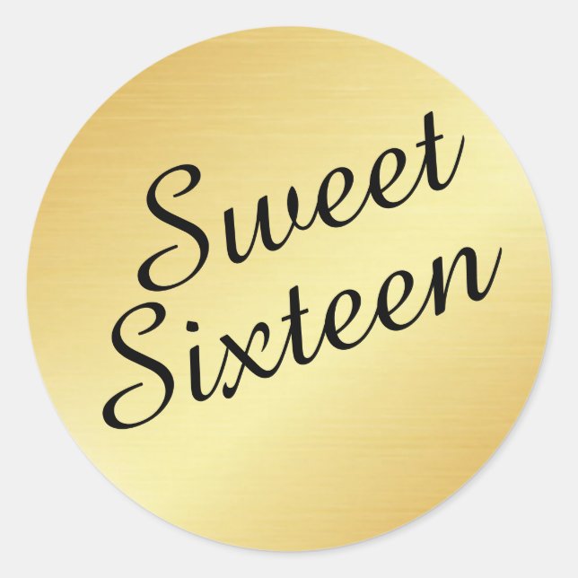 Sweet Sixteen Gold Envelope Seal Sticker (Front)