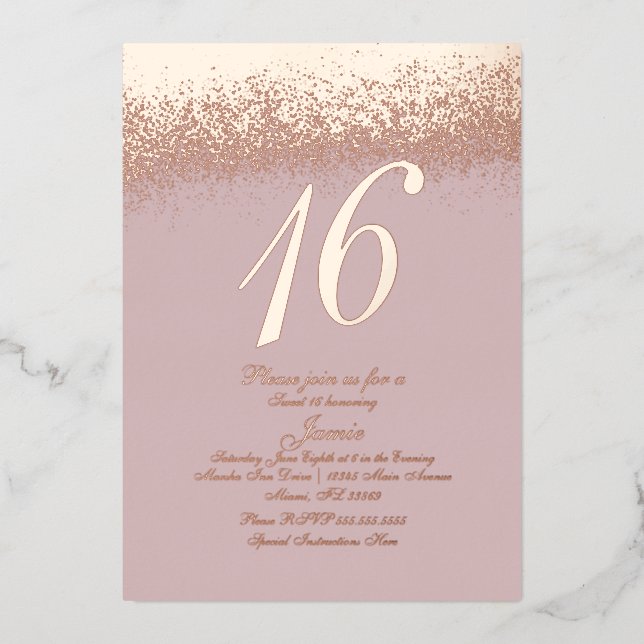 Sweet Sixteen Gold Pressed Glitter Blush Foil  (Front)