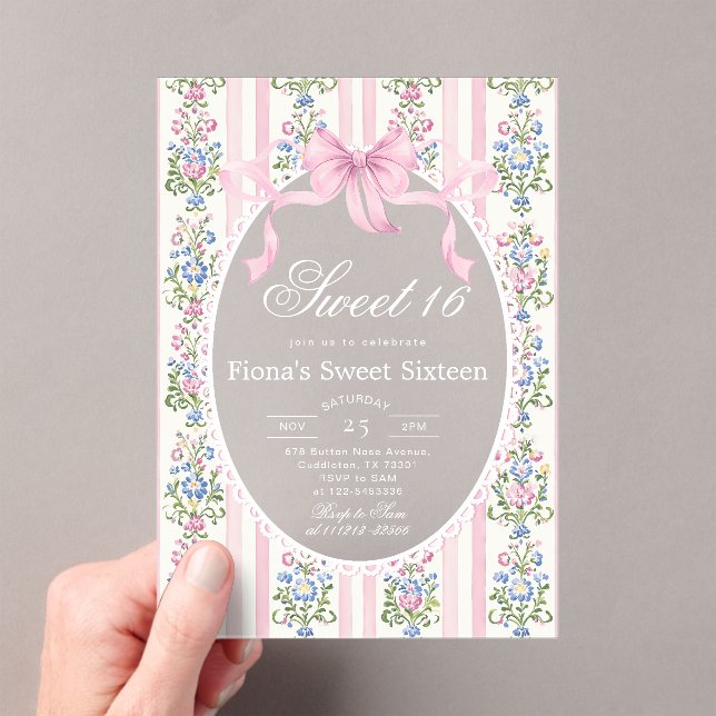 Sweet Sixteen Grandmillen Coqueete Bow Birthday Acrylic Invitations (Insitu (Handheld))