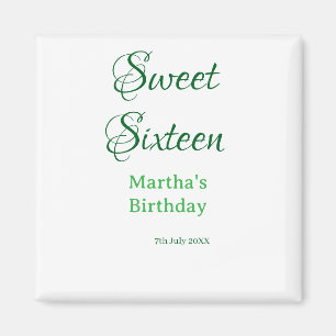 Sweet Sixteen green name date calligraphy boho ret Magnet