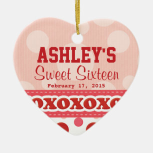 Sweet Sixteen Heart Theme Ornament