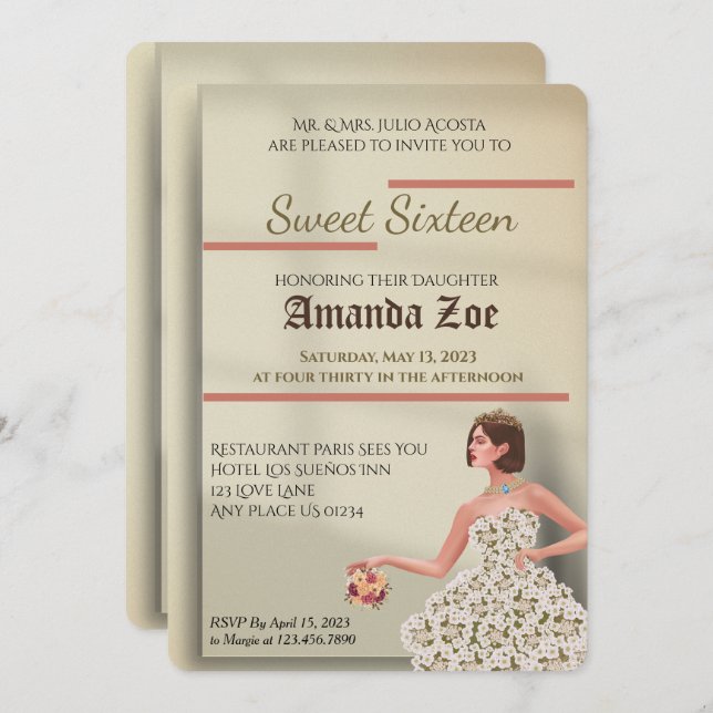 Sweet Sixteen Invitation (Front/Back)