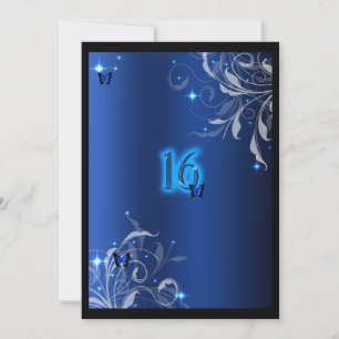 Sweet Sixteen Invitation Blue Butterfly