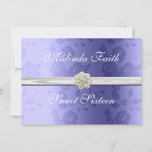 Sweet Sixteen Invitation, Lavender, Pearls, Invitation (Front)