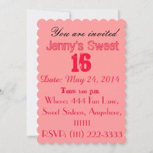 Sweet Sixteen Invitations - Pretty Pink