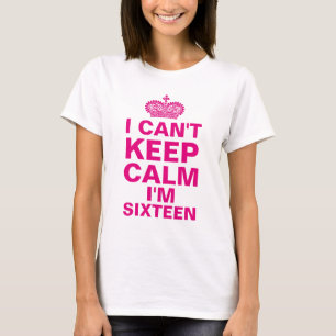 Sweet Sixteen Keep Calm personalised Hot Pink T-Shirt