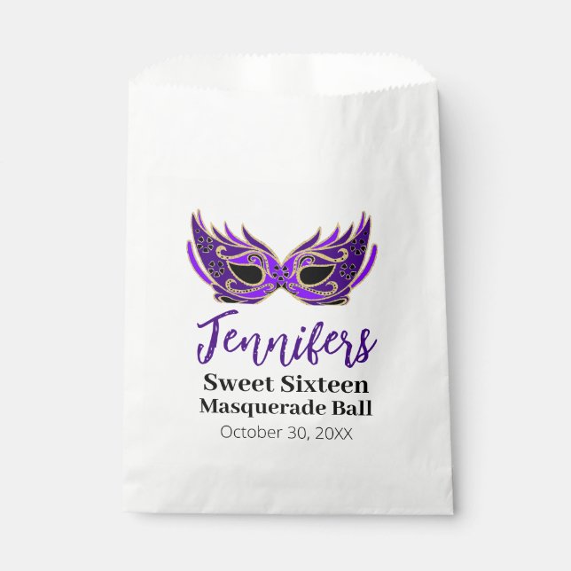 Sweet Sixteen Masquerade Ball Party Favour Bag (Front)