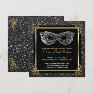 Sweet Sixteen Masquerade Ball Sweet 16 Silver Gold Invitation