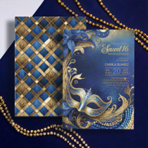 Sweet Sixteen Masquerade Blue Gold ID1032