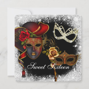 Sweet Sixteen Masquerade, Mardi Gras Invitation