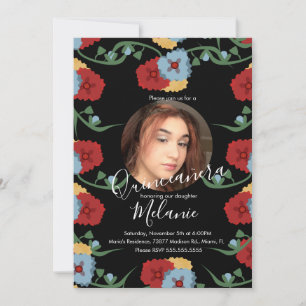 Sweet Sixteen Mexican Fiesta Floral Photo Invitation
