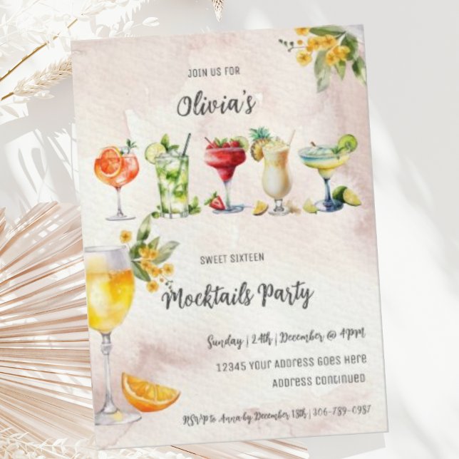 Sweet Sixteen Mocktail Birthday Party Invitation (Creator Uploaded)