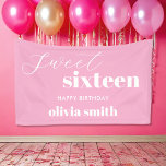 Sweet Sixteen Modern Pink 16th Birthday Banner<br><div class="desc">Minimalist sweet sixteen 16th birthday banner featuring simple modern typography in pink colour.</div>