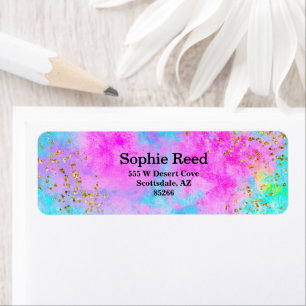 Sweet Sixteen Neon Watercolor Party Return Address Label