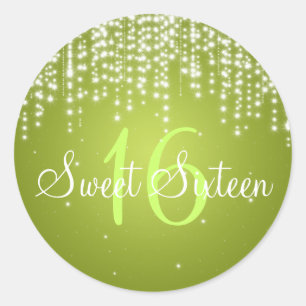 Sweet Sixteen Night Dazzle Lime Classic Round Sticker