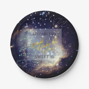Sweet Sixteen Night Under the Stars Galaxy Nebula Paper Plate