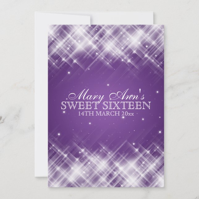 Sweet Sixteen Party Glamourous Sparks Purple Invitation (Front)