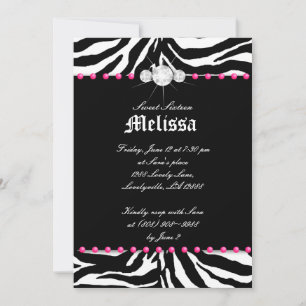 Sweet Sixteen Party Invite Zebra Pink Jewellery 3