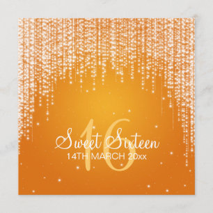 Sweet Sixteen Party Night Dazzle Orange Invitation