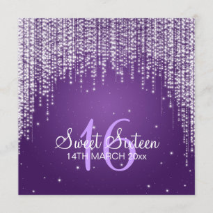 Sweet Sixteen Party Night Dazzle Purple Invitation