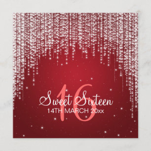 Sweet Sixteen Party Night Dazzle Red Invitation