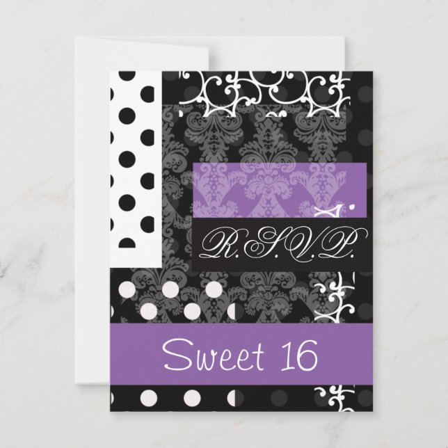 Sweet Sixteen party RSVP Card (Front)