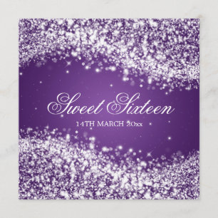 Sweet Sixteen Party Sparkling Wave Purple Invitation