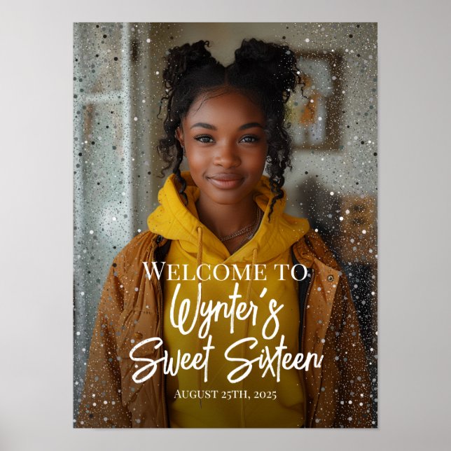 Sweet sixteen party welcome sign with photo (Front)