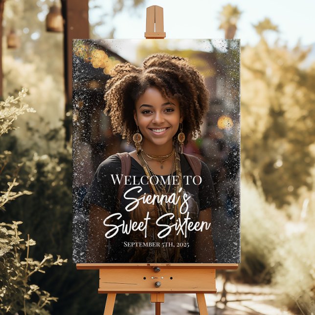 Sweet sixteen party welcome sign with photo (Creator Uploaded)