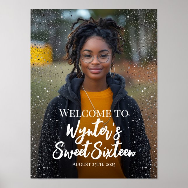 Sweet sixteen party welcome sign with photo (Front)