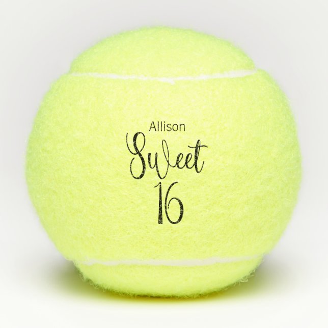 Sweet Sixteen Personalised Name Tennis Balls (Front)